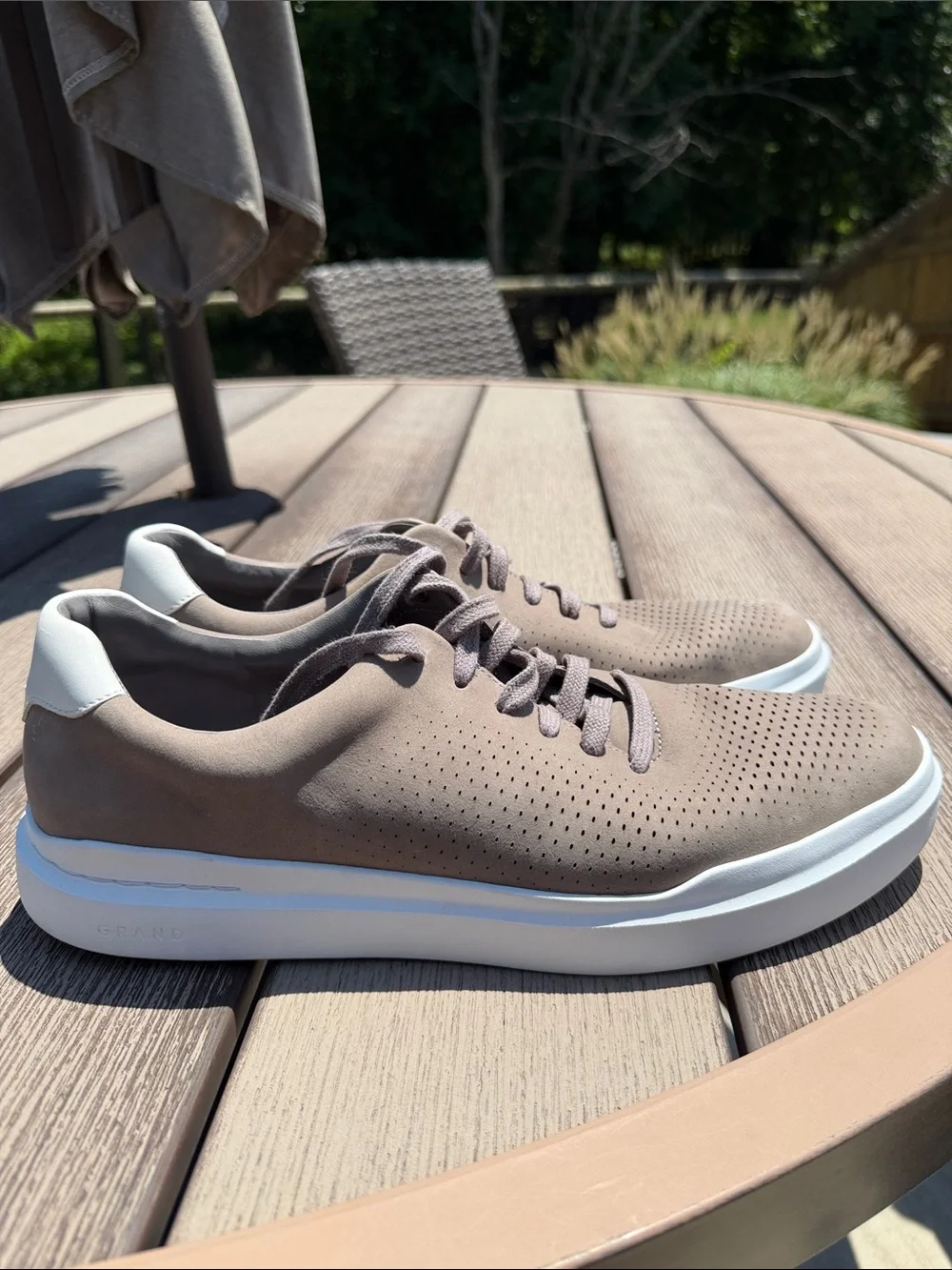 Like New Men's Cole Haan Rally Grand Pro Perforated Taupe Sneakers size 12